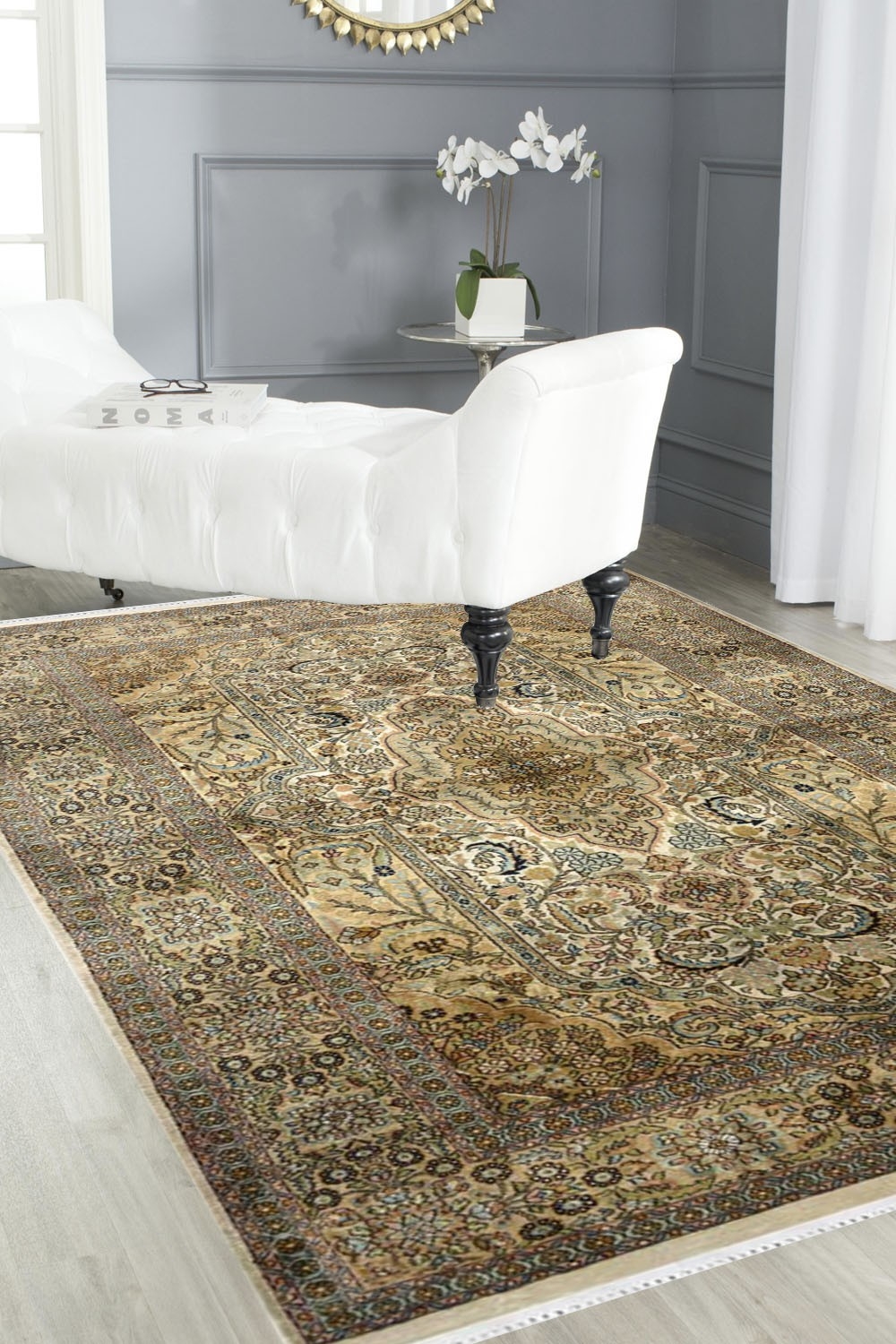 Luxurious Silk rug Green Kashmir Silk Rug Rugs and Beyond
