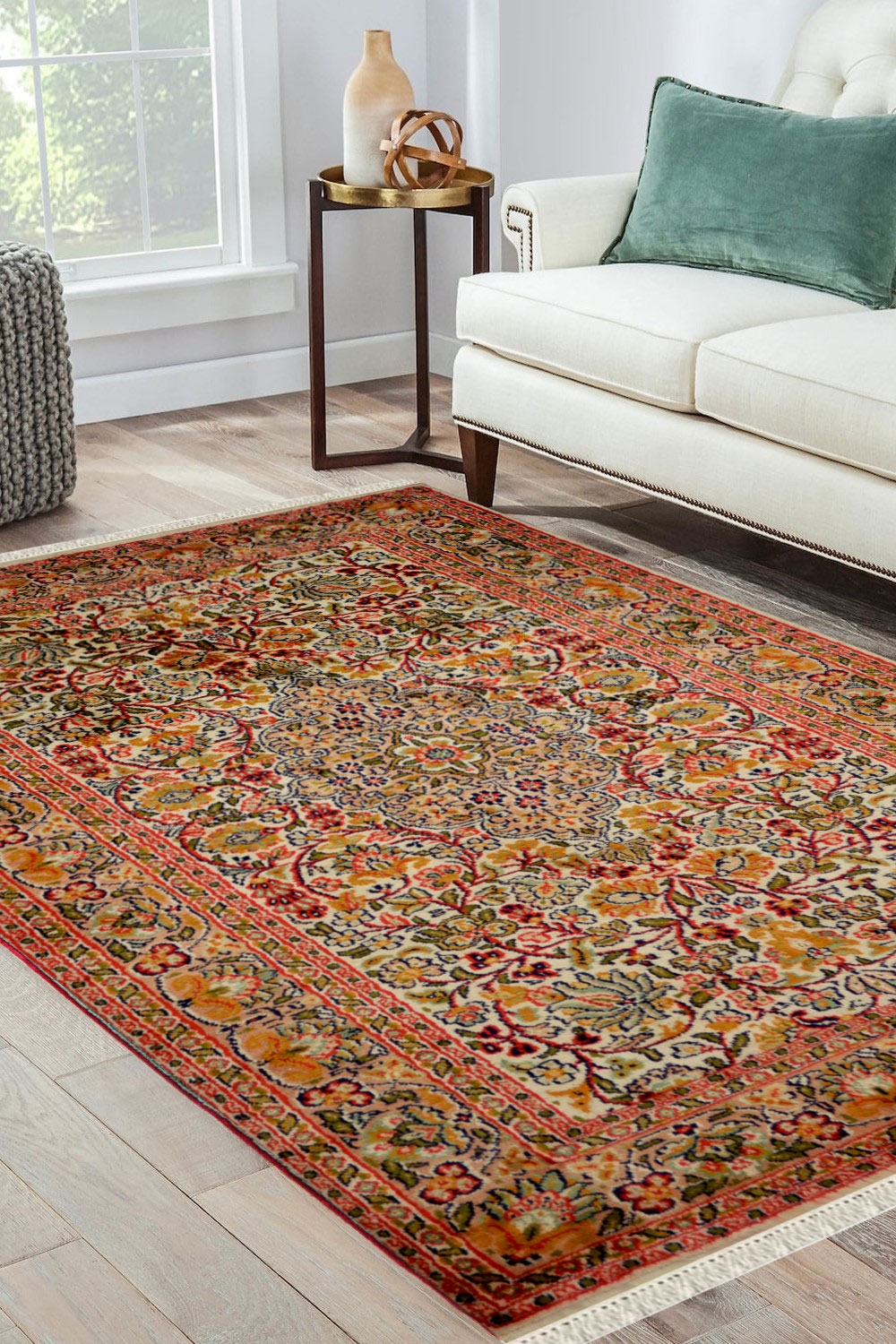 Buy small Gulab medallion Kashan silk area rugs online Rugsandbeyond
