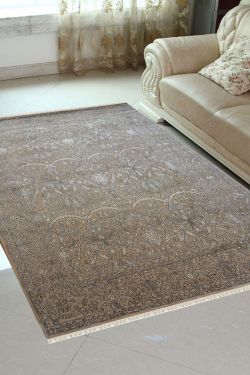 Embossed Floral Grey Pastel Wool Area Rug