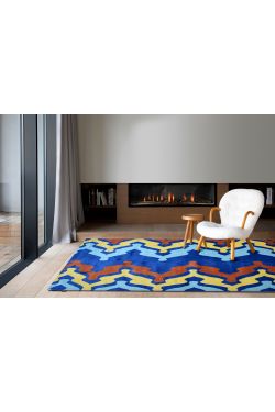 Blue Jaali Modern Wool Rug