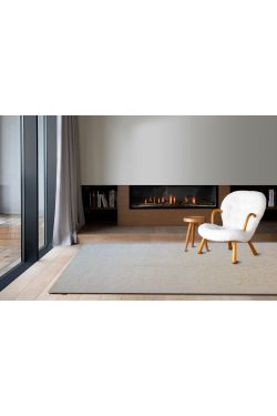 Self-Embossed Ivory Wool Rug