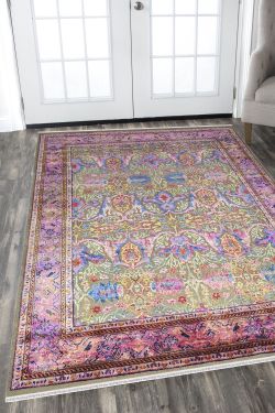 Border Fall Sari Silk Area Rug 