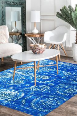 Cobalt Blue Chakra Modern Area Rug