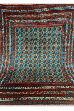 Turquoise Blue Afghan Bokhara Handmade Carpet 
