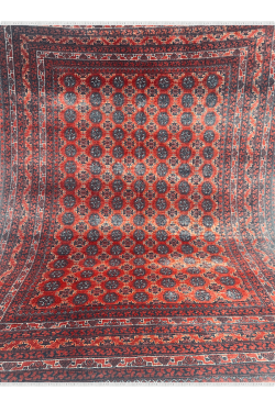 Rust Panel Bokhara Afghan Handmade Rug