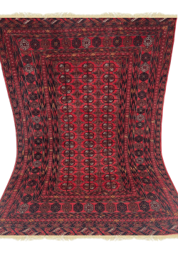 Red Ivory Panel Bokhara Handknotted Rug