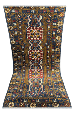 Single Panel Intricate Brown Handknotted Afghan Carpet