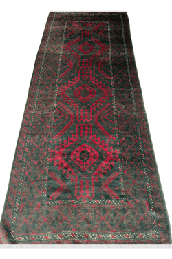 Maroon Black Afghan Handmade Runner Rug For Corridor