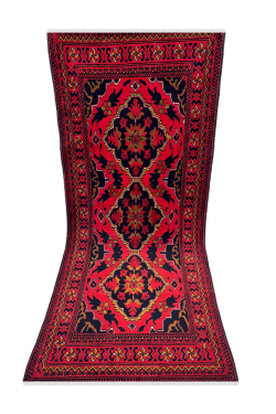 Deep Red Sea Small Afghan Handknotted Carpet
