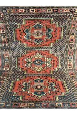 Triple Orange Medallion Handmade Afghan Carpet