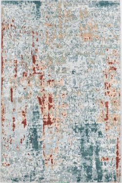 Teal Erased Modern Area Handknotted Rug