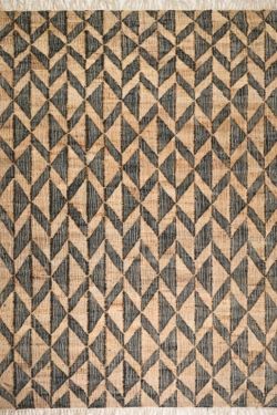 Hexa Haven Black-Beige Handwoven Jute Carpet