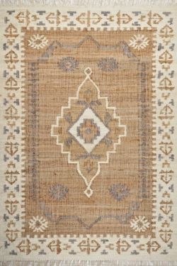 Traditional Medallion Brown Handmade Jute Carpet