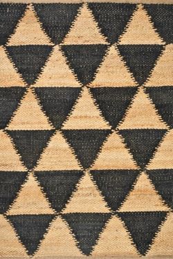 Black Geometric Handwoven Jute Carpet