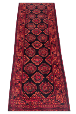 Rust Medieval Pattern Afghan Handmade Runner Rug