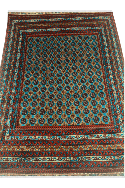 Turquoise Blue Afghan Bokhara Handmade Carpet 