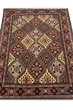 Yellow Caucasian Afghan Handmade Carpet