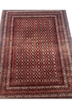 Dual Panel Afghan Bokhara Brown Handmade Carpet
