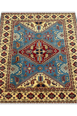 Topaz Blue Caucasian Afghani Handmade Carpet