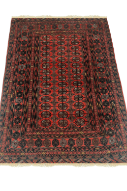Red Ivory Panel Bokhara Handknotted Rug