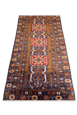 Single Panel Intricate Brown Handknotted Afghan Carpet