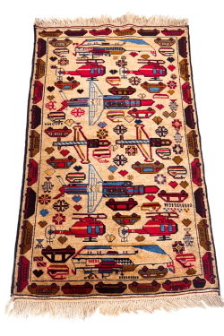 Make Love Not War Afghan Handmade Rug 