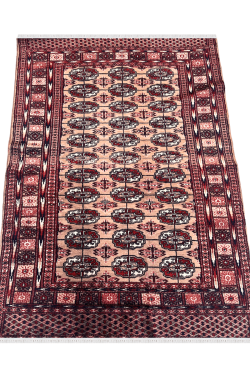 Salmon Pink Bokhara Handknotted Afghani Carpet