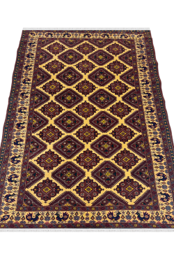 Diamond Cream All Over Pattern Afghan Carpet