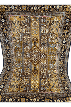 Gold Kashan Panel Handknotted Rug