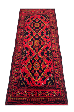 Deep Red Sea Small Afghan Handknotted Carpet