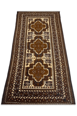 Triple Motif Brown Afghani Handmade Carpet