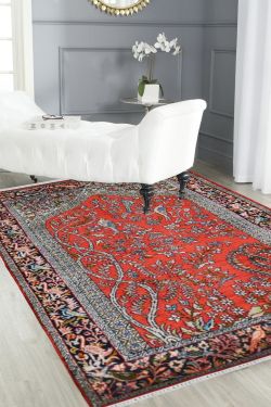 Rust Color Tree of life Small Silk Area Carpet