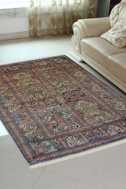 Jewel Boxes Hamadan Silk On Cotton Handmade Rug