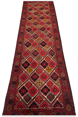 Diamond Pattern Handknotted Area Rug Afghani Runner