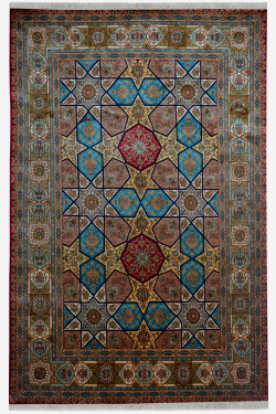 Turquoise Diamond Pure Silk Rug