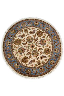 Floral Net Kashan Round wool Area Rug