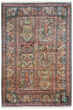 Jewel Boxes Hamadan Silk On Cotton Handmade Rug