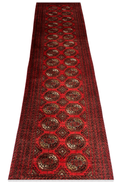 Beautiful Handknotted Runner Rug in Self Bukhara Pattern