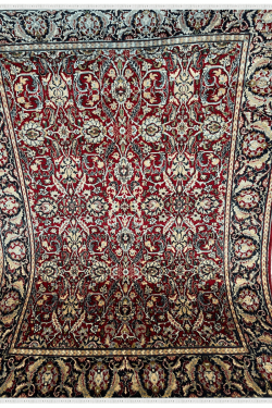 All over Nain Tabriz Maroon Handknotted Rug