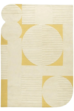 Yellow Ivory Geometric Shaped Handknotted Rug