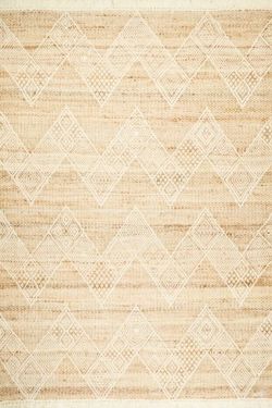 Beige Inlay Jute Handwoven Carpet
