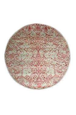 Embossed Rust Round Wool Area Rug