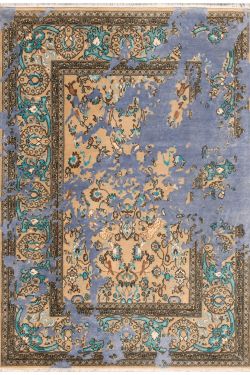 Abstract Erased Transitional Handknotted Area Rug