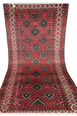 Rust Diamond Bokhara Design Uzbeki Handmade Rug
