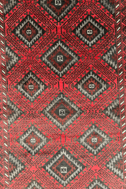 Rust Diamond Bokhara Design Uzbeki Handmade Rug