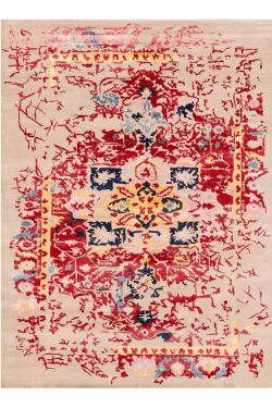 Abstract Transitional Red Tonal Handmade Rug