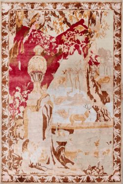 Pictorial Patterned Handkotted Rug