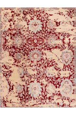 Creamy Maroon Transitional Handknotted Area Rug