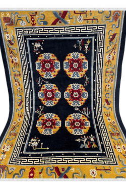 Chinese Oriental Yellow Wool Handknotted Rug