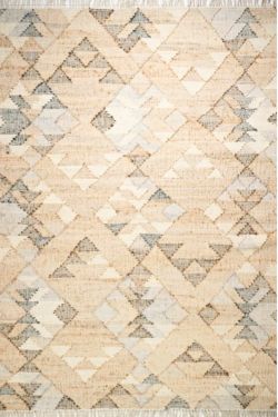 Clay Grid Beige Handmade Jute Rug